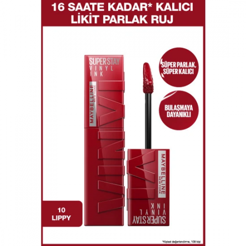 Maybelline New York Super Stay Vinyl Ink Likit Parlak Ruj 10 Lippy